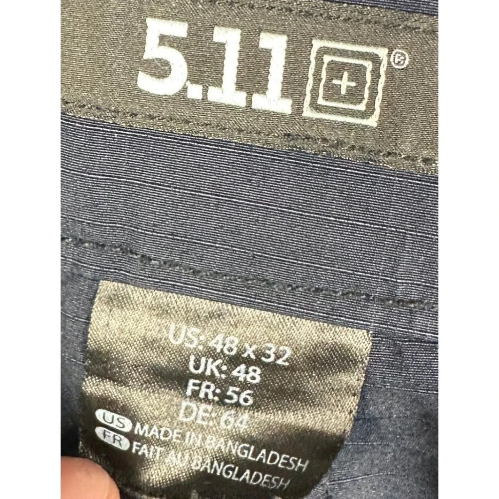 5.11 Tactical Pants Mens 48X32 Navy Blue Ripstop Cargo Workwear Utility Straight